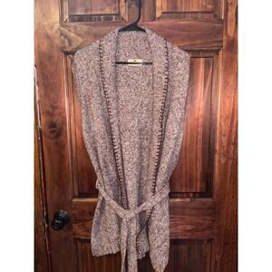 Woolrich Women's  XL Cotton Alpaca Cardigan Belted Sweater Hazelberry Heather